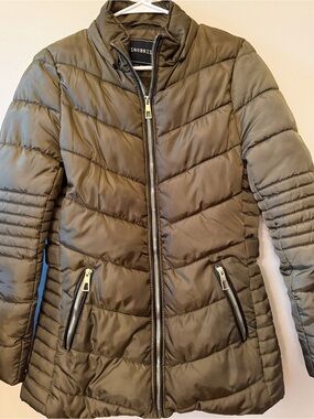 Snobbish Collection Olive Green Quilted Puffer Jacket Fleece Lined size small